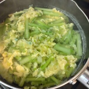 キャベツと小松菜卵のコンソメスープ